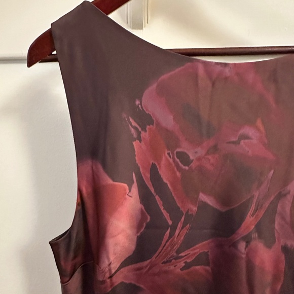 Dynamite Burgundy Floral Silky Slip Midi Dress NWT Size L - Picture 5 of 7